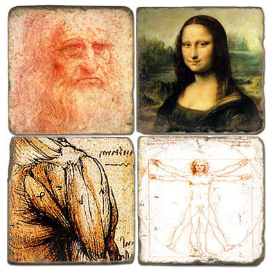 Leonardo DaVinci Coaster Set. Handmade Marble Giftware by Studio Vertu.