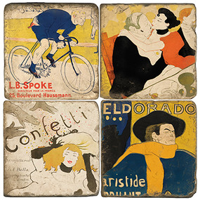 Toulouse–Lautrec Coaster Set. Handmade Marble Giftware by Studio Vertu.