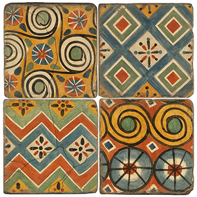 Egyptian Textile Coaster Set. Handcrafted Marble Giftware by Studio Vertu. 