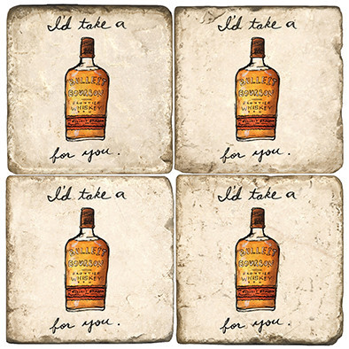 Bulleit Bourbon Coaster Set. Handcrafted Marble giftware by Studio Vertu.