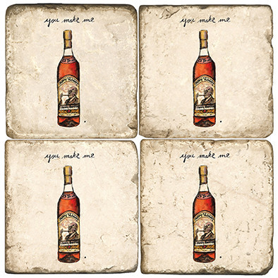 Pappy Van Winkle Bourbon Coaster Set. Handcrafted Marble giftware by Studio Vertu.