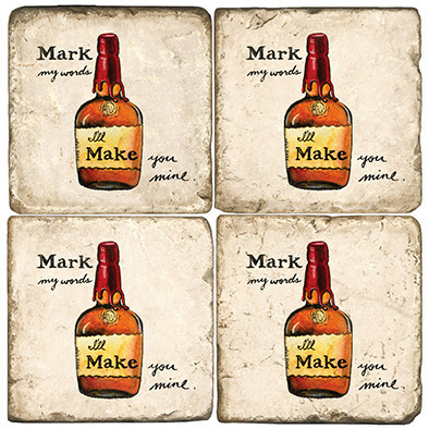 Makers Mark Bourbon Coaster Set. Handcrafted Marble giftware by Studio Vertu.
