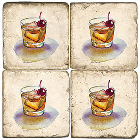 Old Fashioned Bourbon Coaster Set. Handcrafted Marble giftware by Studio Vertu.