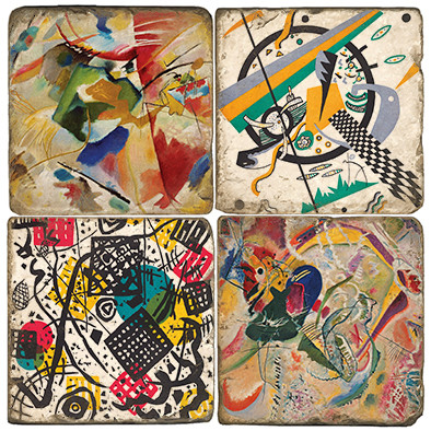 Kandinsky Coaster Set. Handcrafted Marble Giftware by Studio Vertu.