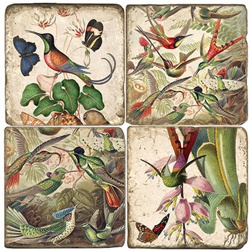 Hummingbird coaster set. Handcrafted Marble Giftware by Studio Vertu.