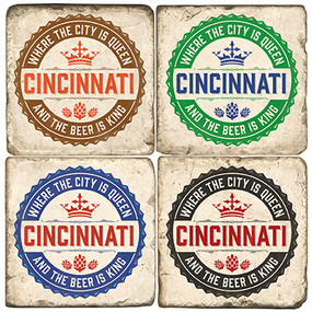 Cincinnati Coaster Set.  Handmade Marble Giftware by Studio Vertu.