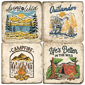 Outdoor's themed coaster Set.  Handmade Marble Giftware by Studio Vertu.