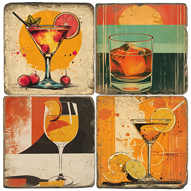 Cocktail coaster set. Handmade Marble Giftware by Studio Vertu.