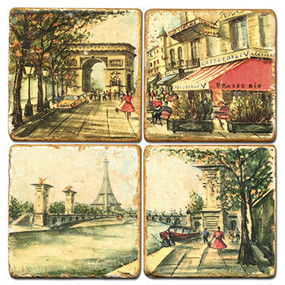 Paris, France Coaster Set.. Handcrafted Marble Giftware by Studio Vertu.