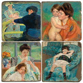 Mary Cassatt painting coaster set. Handcrafted marble giftware by Studio Vertu.