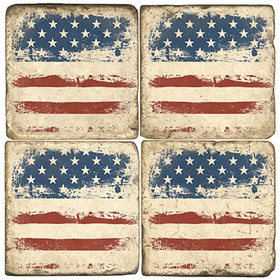 American Flag coaster set. Handcrafted marble giftware by Studio Vertu.