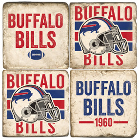 Buffalo Bills Coaster Set. Handcrafted Marble Giftware by Studio Vertu.