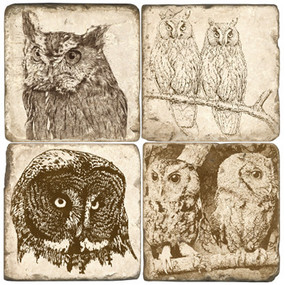 Owl coaster set. Handcrafted by Studio Vertu.