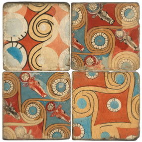 Egyptian Textile Coaster Set. Handcrafted Marble Giftware by Studio Vertu. 