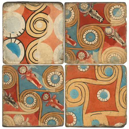 Egyptian Textile Coaster Set. Handcrafted Marble Giftware by Studio Vertu. 