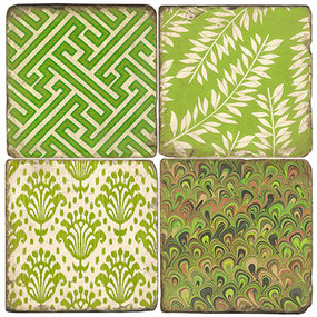 Green with Envy Coaster Set.  Handmade Marble Giftware by Studio Vertu.