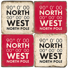 North Pole coaster set. Handcrafted marble giftware by Studio Vertu.