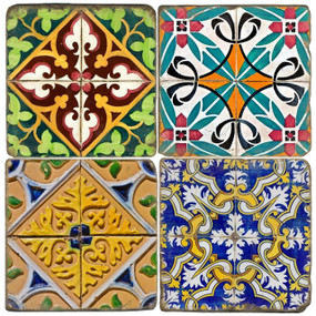 Spanish Tiles design on Italian marble coasters.