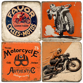 Vintage motorcycle set. Handmade Marble Giftware by Studio Vertu.
