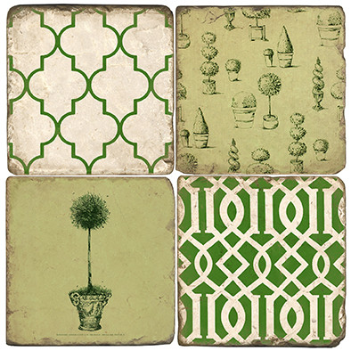 French Topiary Coaster Set