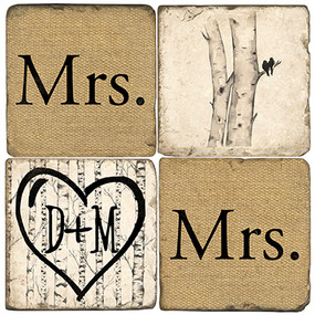 Mrs. & Mrs. Name Drop Coaster Set