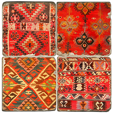 Colorful Kilim pattern coaster set
