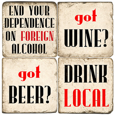 Drink Local Coaster Set. Handmade Marble Giftware by Studio Vertu.
