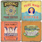 Vintage Coffee Label Coaster Set