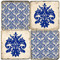 Blue Damask coaster set. Handcrafted marble giftware by Studio Vertu.