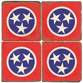 Tennessee Flag Coaster Set. Handmade Marble Giftware by Studio Vertu.