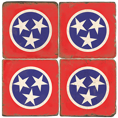 Tennessee Flag Coaster Set. Handmade Marble Giftware by Studio Vertu.