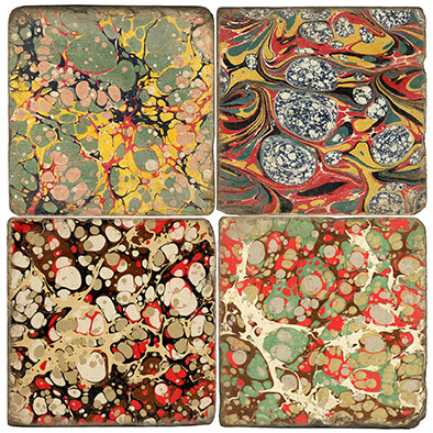 Marbleized Paper Coaster Set. Handmade Marble Giftware by Studio Vertu.
