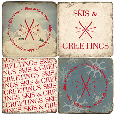 Skiing themed Coaster Set