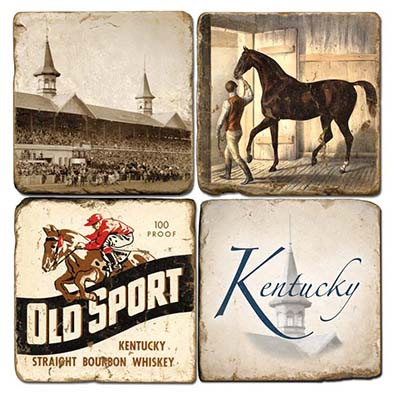 Kentucky Derby Coaster Set. Handmade Marble Giftware by Studio Vertu.