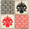 Red and Black Damask Pattern Coaster Set