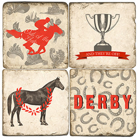 Run For The Roses Themed Coaster Set. Handmade Marble Giftware by Studio Vertu.