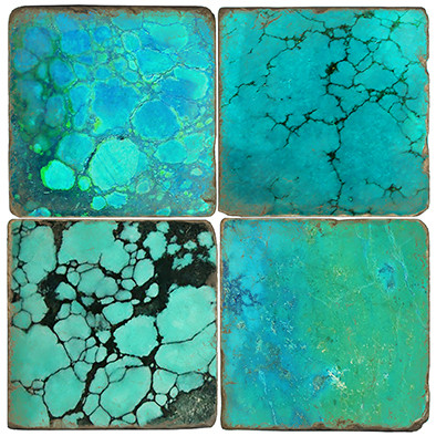 Turquoise Coaster Set. Handcrafted Marble Giftware by Studio Vertu.