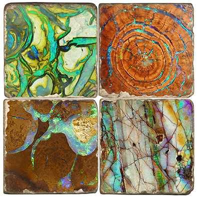 Opal Pattern Coaster Set Printed on Italian Marble