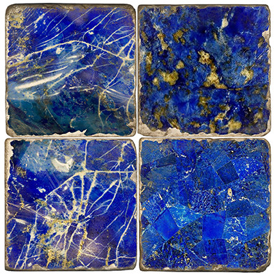 Lapis Lazuli Pattern Coaster Set Printed on Italian Marble
