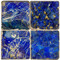 Lapis Lazuli Pattern Coaster Set Printed on Italian Marble