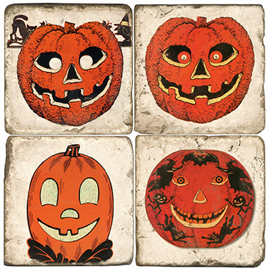 Halloween Pumpkin Coaster Set.