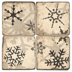 Black and White Snowflake Coaster Set