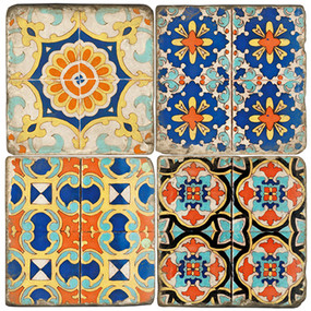 Colorful Floor Tile Coaster Set