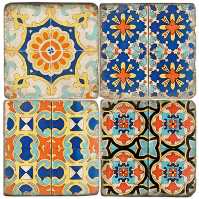 Colorful Floor Tile Coaster Set