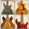Mixed Electric Guitar Coaster Set