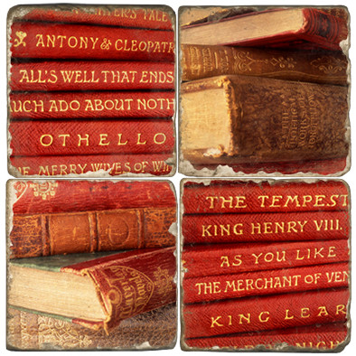 Classic Book Binding Coaster Set.