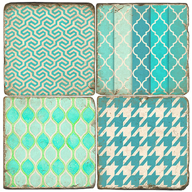 Patterns of Aqua Coaster Set