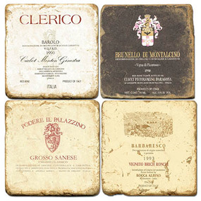 Italian Wine Label Coaster Set