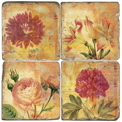 Mixed Red Flowers Coaster Set