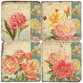 Floral Collage Coaster Set
